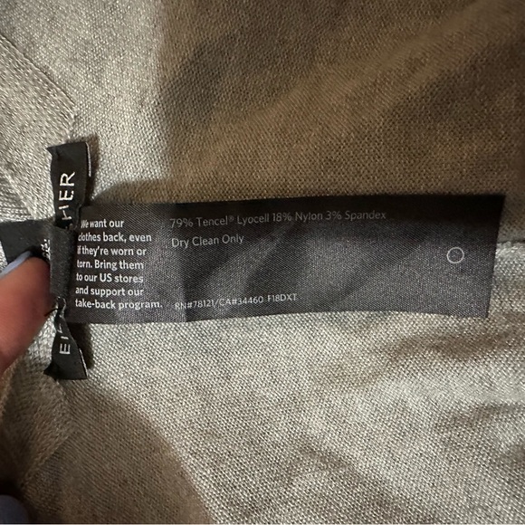 Eileen Fisher Dark Pearl Gray Lightweight Poncho O/S Wrap Colorblock F18DXT - Picture 5 of 5